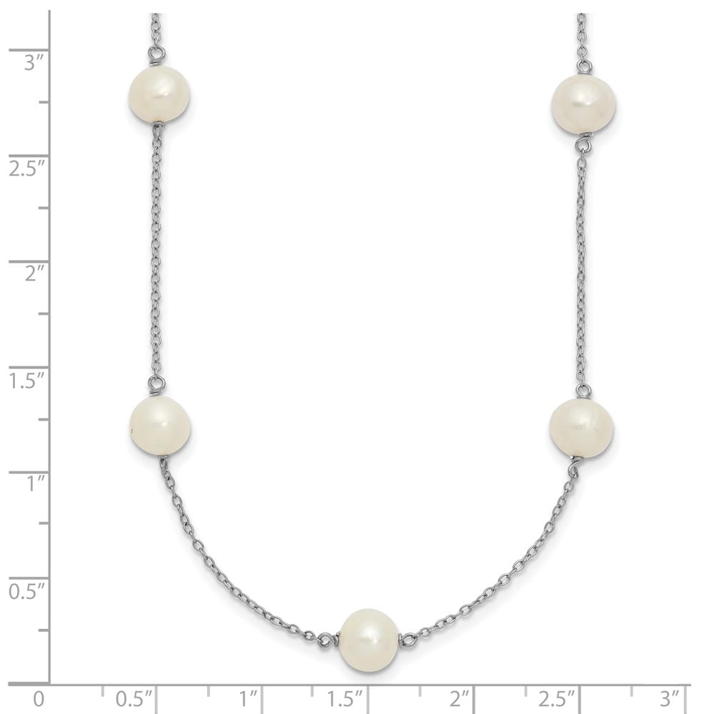 Sterling Silver 7-8mm White Near-Round Cultured Pearl 18 inch Necklace