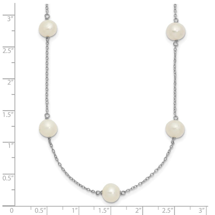 Sterling Silver 7-8mm White Near-Round Cultured Pearl 18 inch Necklace
