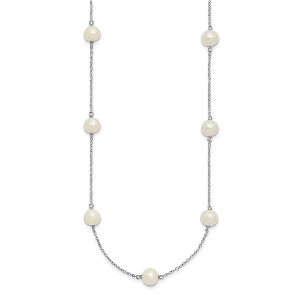 Sterling Silver 7-8mm White Near-Round Cultured Pearl 18 inch Necklace