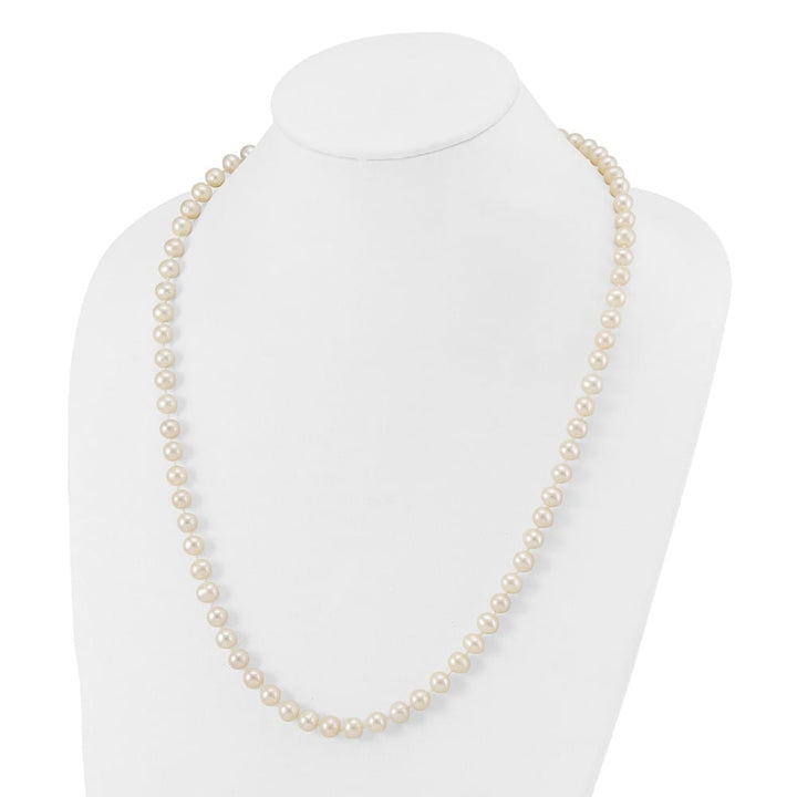 Sterling Silver 7-8mm White Near-Round Cultured Pearl 24 inch Necklace