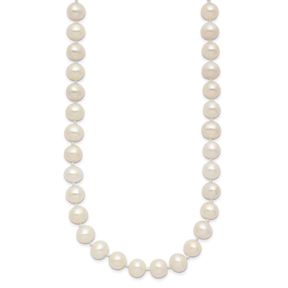 Sterling Silver 7-8mm White Near-Round Cultured Pearl 24 inch Necklace