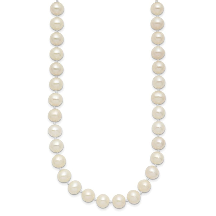 Sterling Silver 7-8mm White Near-Round Cultured Pearl 24 inch Necklace