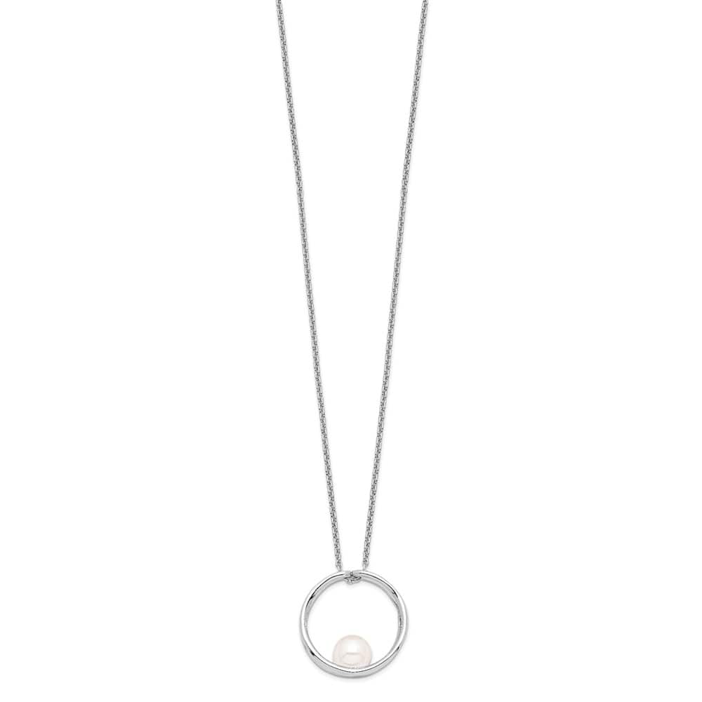 Sterling Silver 7-8mm White Round Cultured Pearl 18 inch Necklace
