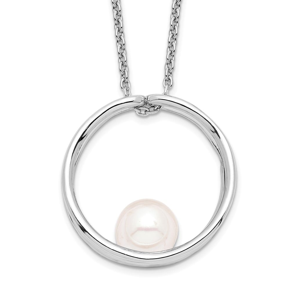 Sterling Silver 7-8mm White Round Cultured Pearl 18 inch Necklace