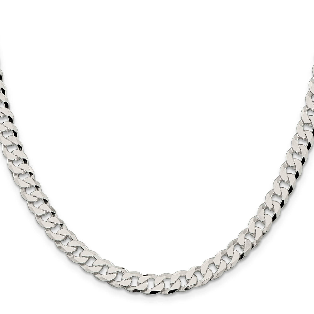 Sterling Silver 7mm Beveled Curb Chain 26 Inch