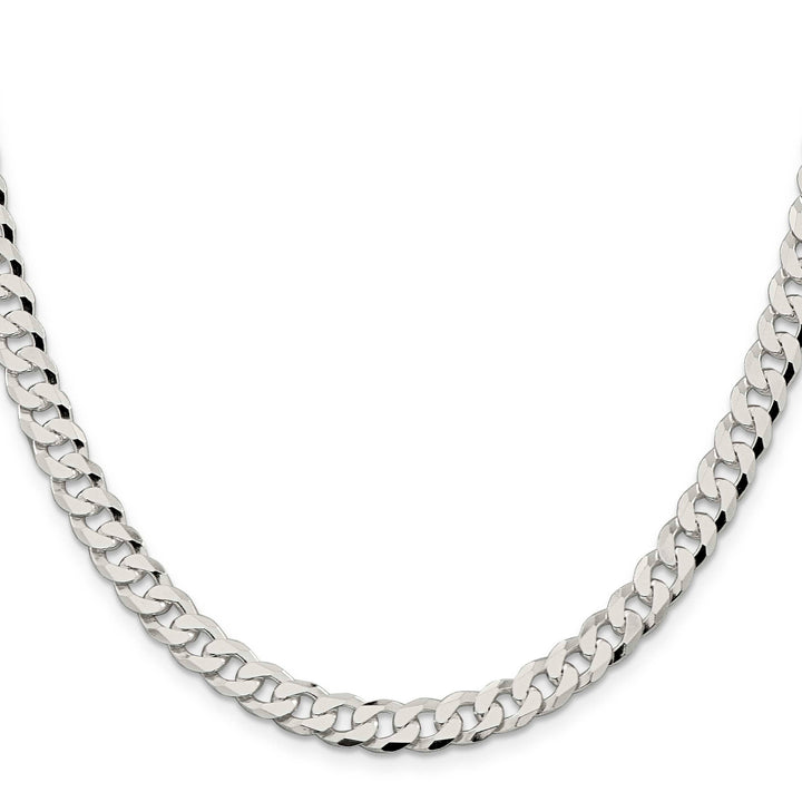 Sterling Silver 7mm Beveled Curb Chain 26 Inch