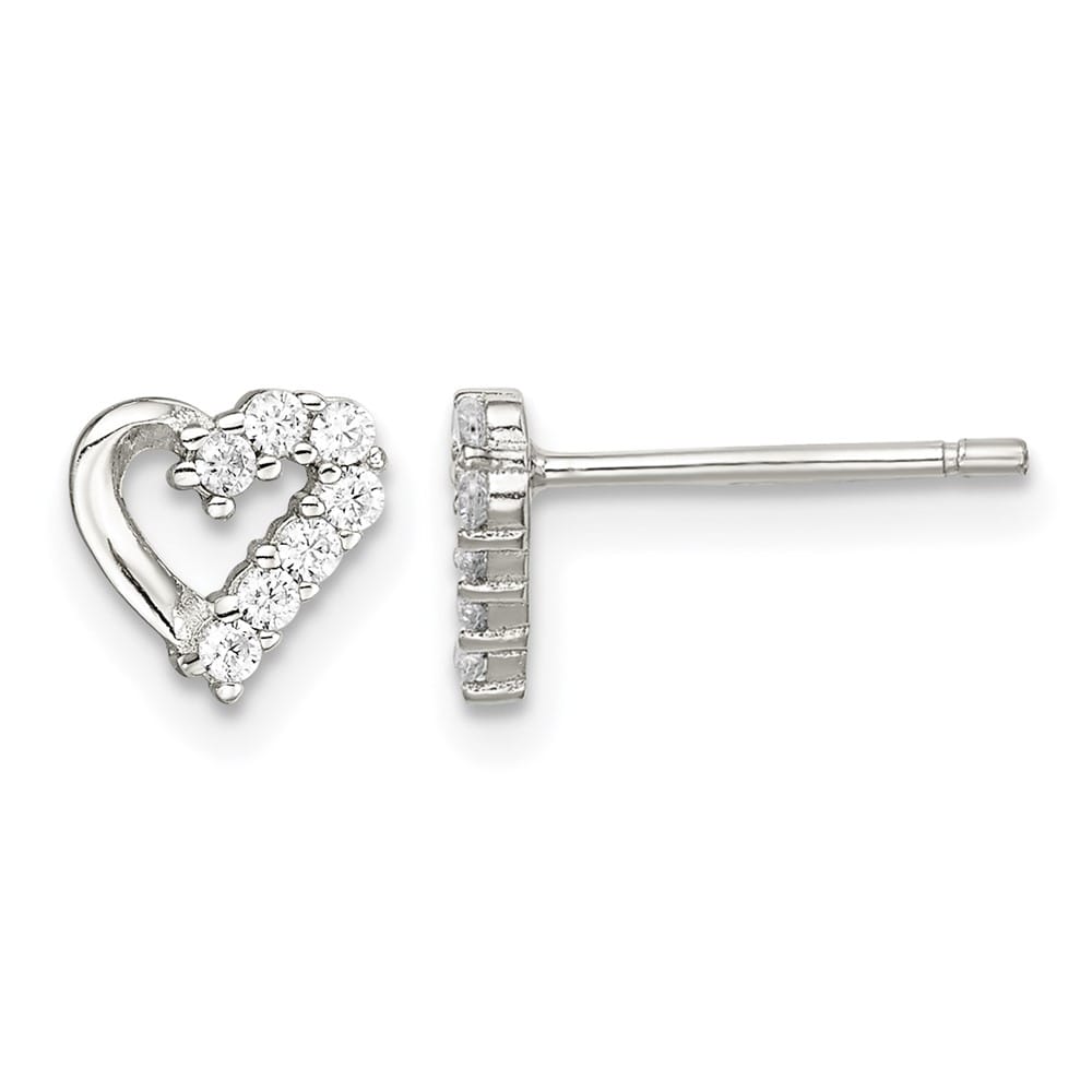 Sterling Silver 7mm CZ Heart Post Earrings