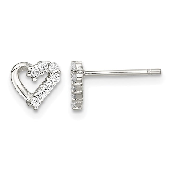 Sterling Silver 7mm CZ Heart Post Earrings