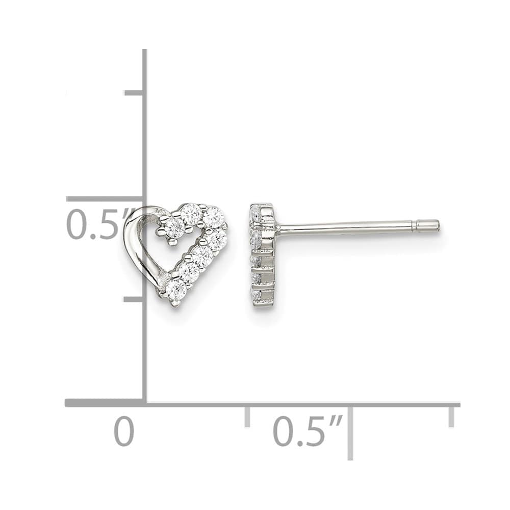 Sterling Silver 7mm CZ Heart Post Earrings