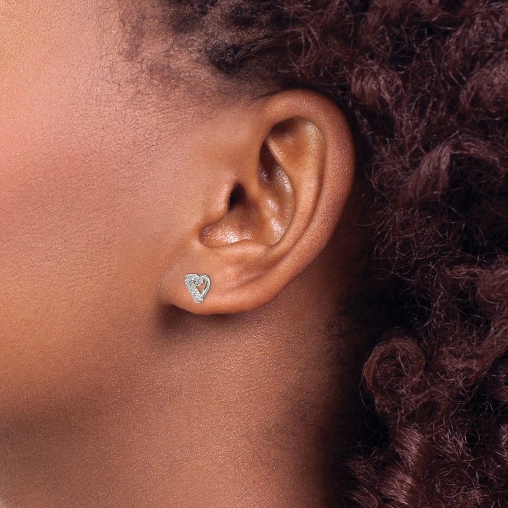 Sterling Silver 7mm CZ Heart Post Earrings