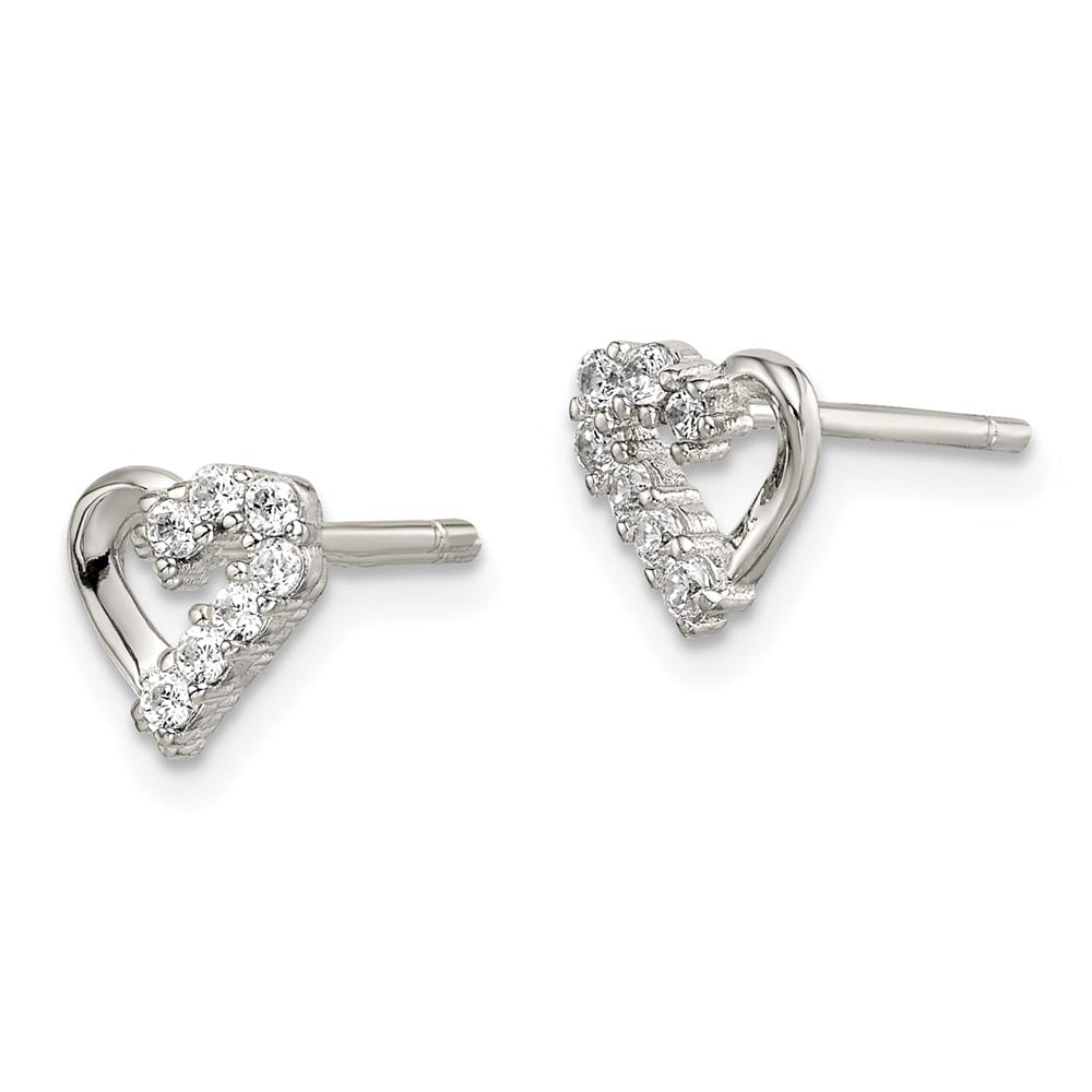 Sterling Silver 7mm CZ Heart Post Earrings