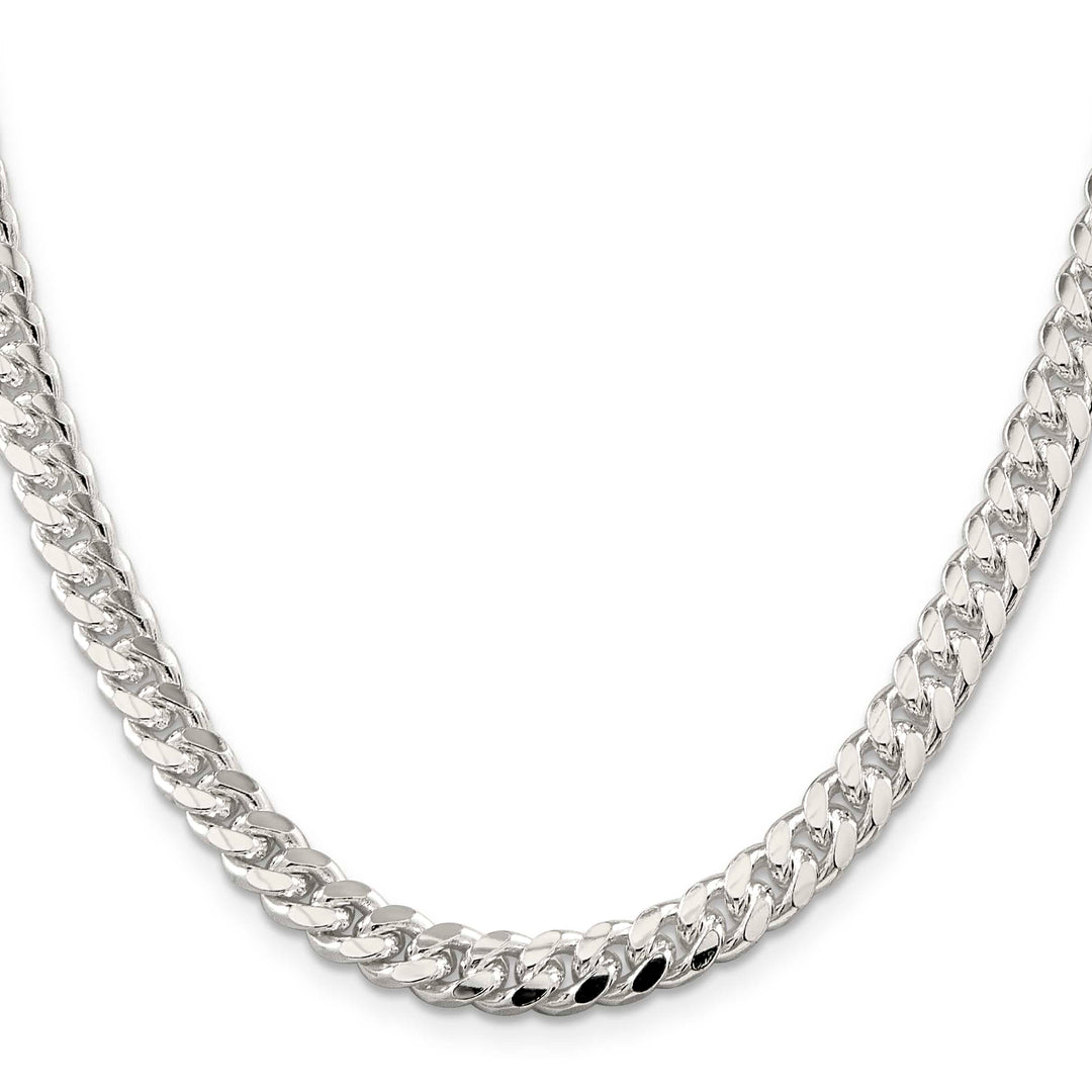 Sterling Silver 7mm Domed with Side D.C. Curb Chain 26 Inch
