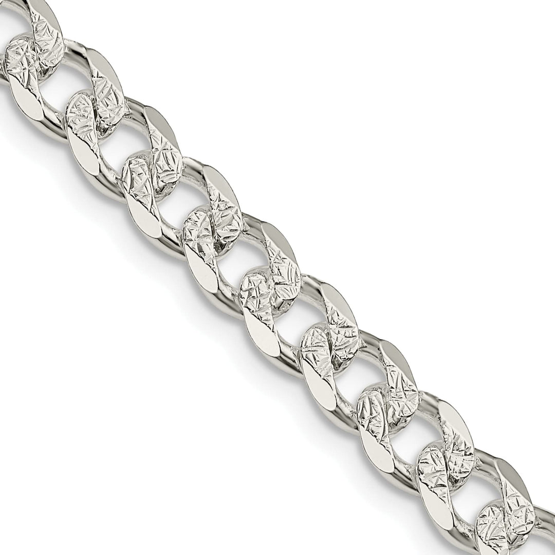 Sterling Silver 7mm Pavé Curb Chain 26 Inch