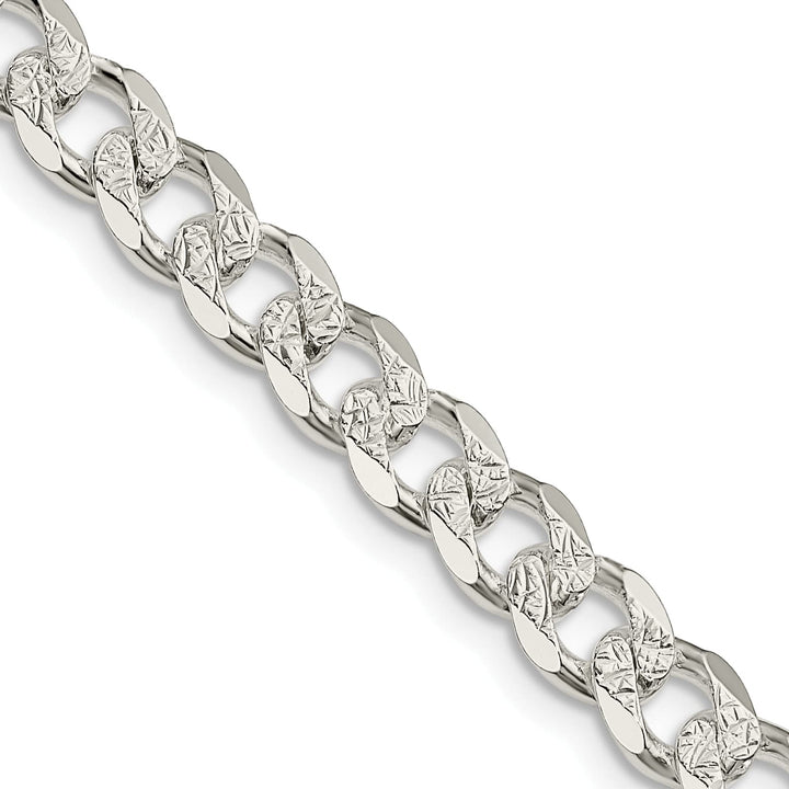 Sterling Silver 7mm Pavé Curb Chain 26 Inch