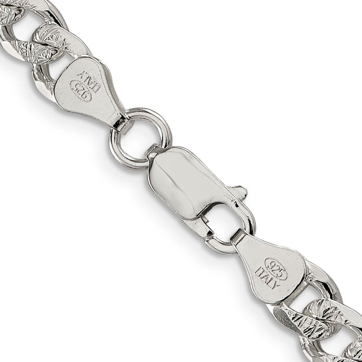 Sterling Silver 7mm Pavé Curb Chain 26 Inch