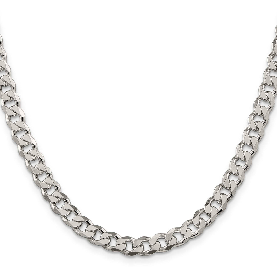 Sterling Silver 7mm Pavé Curb Chain 26 Inch