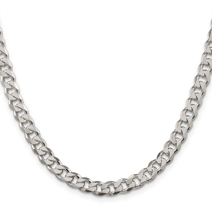 Sterling Silver 7mm Pavé Curb Chain 26 Inch