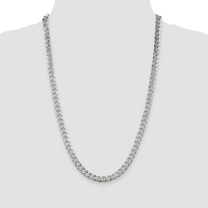 Sterling Silver 7mm Pavé Curb Chain 26 Inch