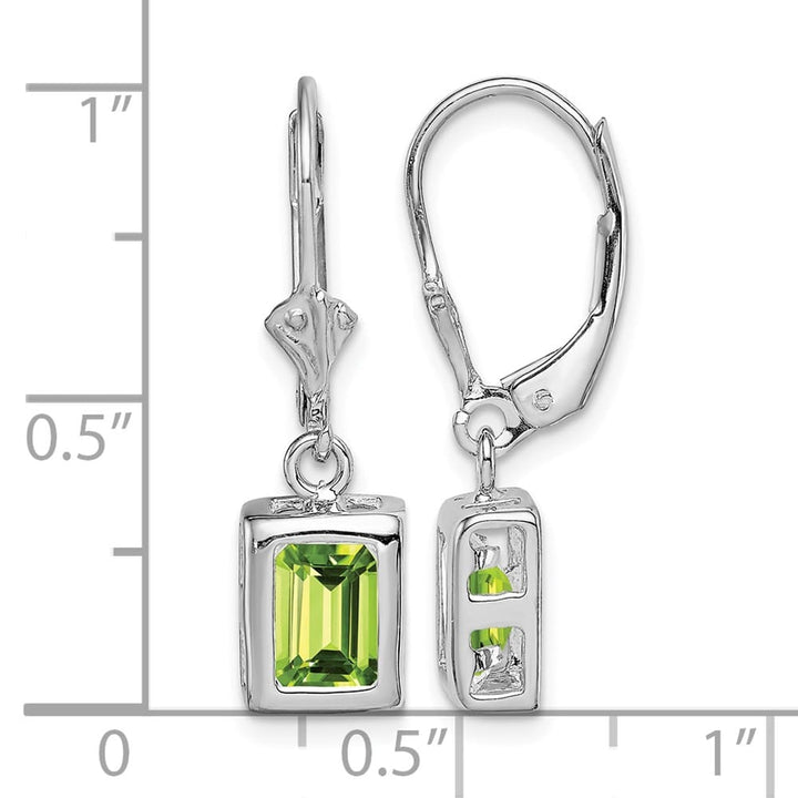 Sterling Silver 7x5 Emerald Cut Leverback Earrings, view 20 of 20