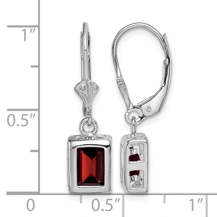Sterling Silver 7x5 Emerald Cut Leverback Earrings, view 16 of 20