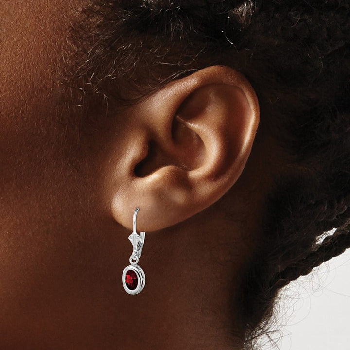 Sterling Silver 7x5mm Oval Leverback Earrings, view 15 of 16