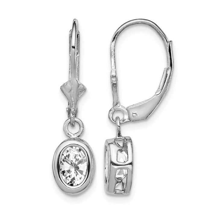Sterling Silver 7x5mm Oval Leverback Earrings, view 9 of 16