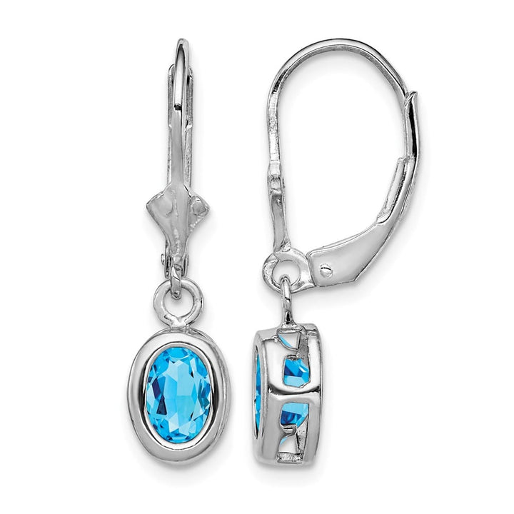 Sterling Silver 7x5mm Oval Leverback Earrings, view 5 of 16