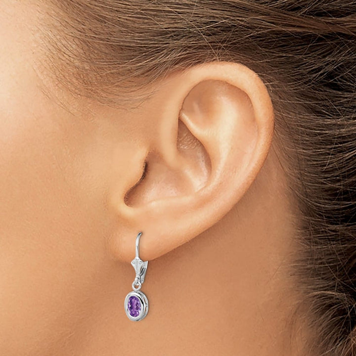Sterling Silver 7x5mm Oval Leverback Earrings, view 3 of 16
