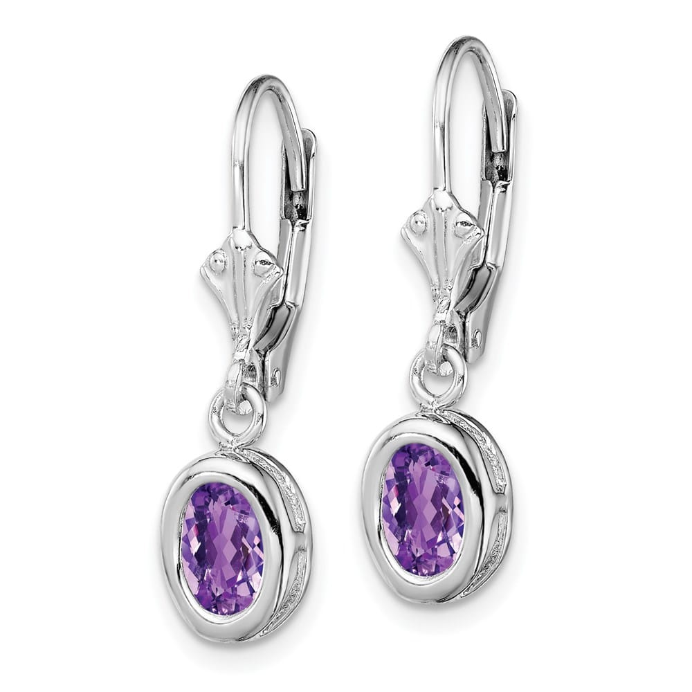 Sterling Silver 7x5mm Oval Leverback Earrings, view 2 of 16
