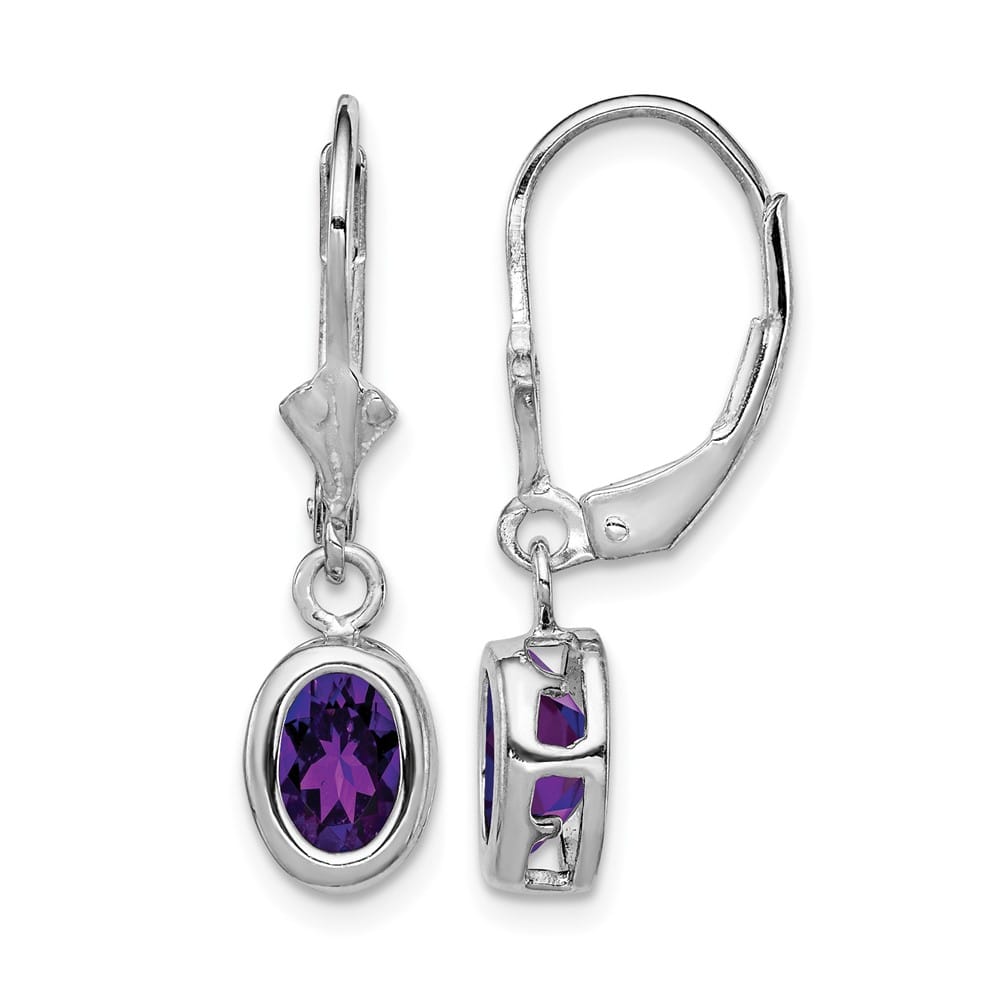 Sterling Silver 7x5mm Oval Leverback Earrings, view 1 of 16