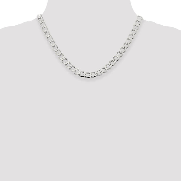 Sterling Silver 8.1mm Semi-solid Flat Curb Chain Size 18