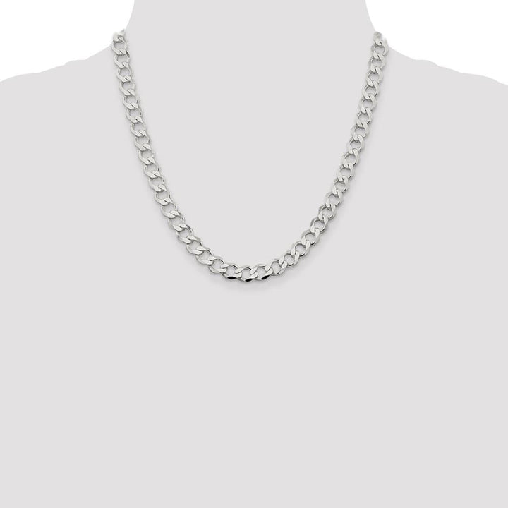 Sterling Silver 8.1mm Semi-solid Flat Curb Chain Size 20