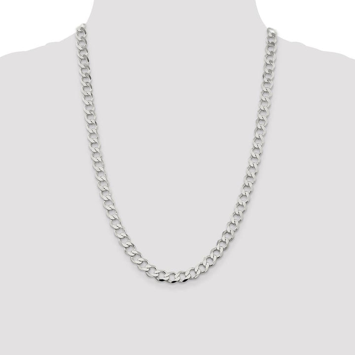 Sterling Silver 8.1mm Semi-solid Flat Curb Chain Size 24