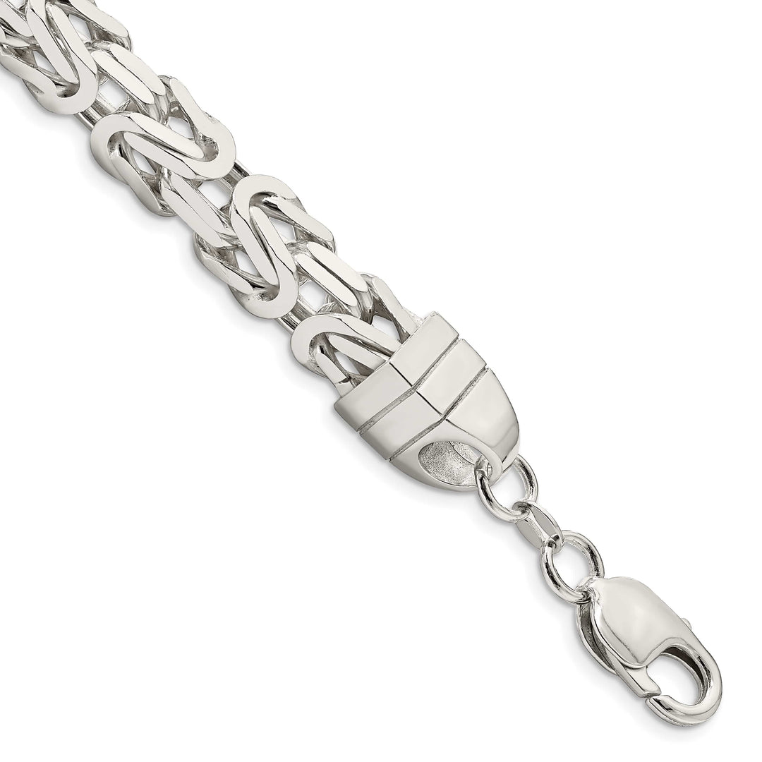 Sterling Silver 8.25mm Byzantine Bracelet 9 Inch
