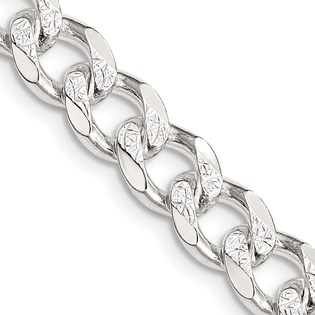 Sterling Silver 8.3mm Pavé Curb Chain 26 Inch