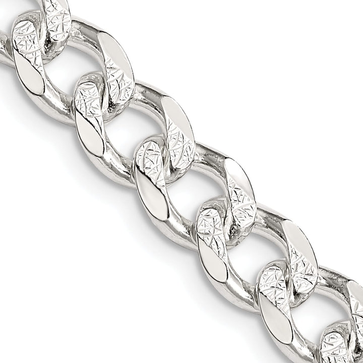 Sterling Silver 8.3mm Pavé Curb Chain 26 Inch