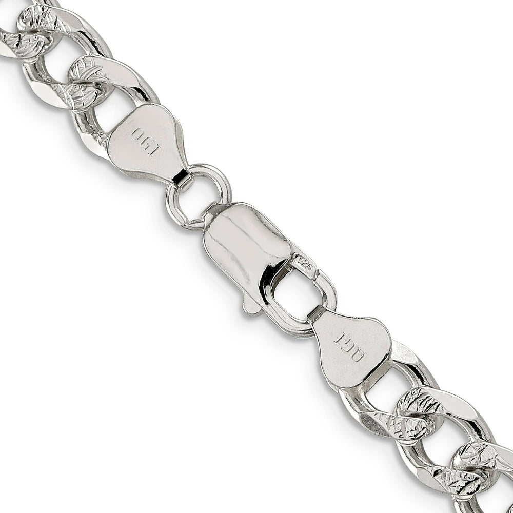 Sterling Silver 8.3mm Pavé Curb Chain 26 Inch