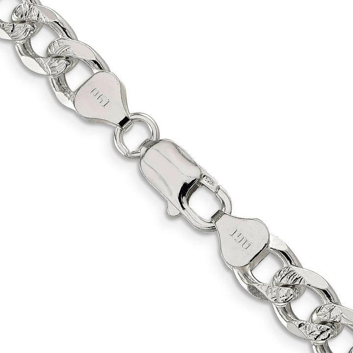 Sterling Silver 8.3mm Pavé Curb Chain 26 Inch