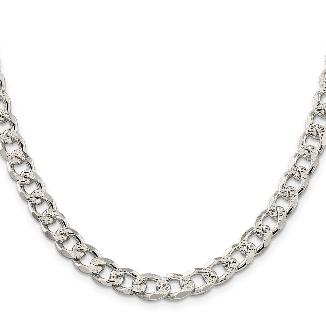 Sterling Silver 8.3mm Pavé Curb Chain 26 Inch