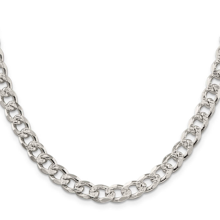 Sterling Silver 8.3mm Pavé Curb Chain 26 Inch