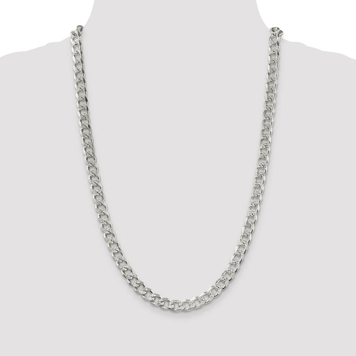 Sterling Silver 8.3mm Pavé Curb Chain 26 Inch