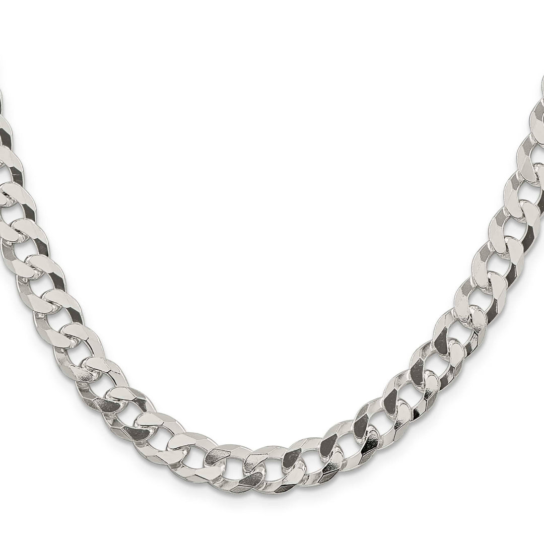 Sterling Silver 8.5mm Beveled Curb Chain 26 Inch