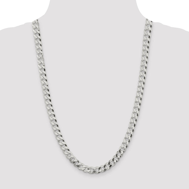 Sterling Silver 8.5mm Beveled Curb Chain 26 Inch