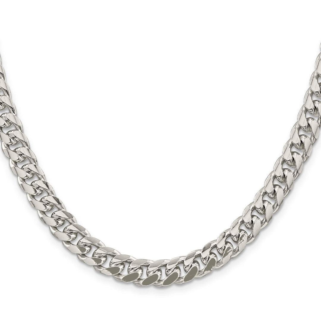 Sterling Silver 8.5mm Domed with Side D.C. Curb Chain 26 Inch