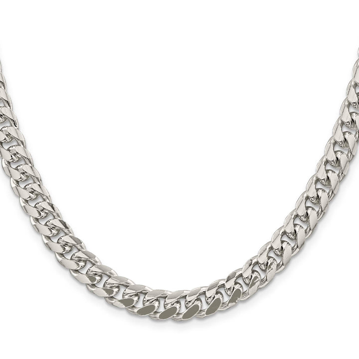 Sterling Silver 8.5mm Domed with Side D.C. Curb Chain 26 Inch