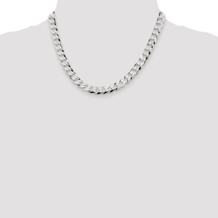 Sterling Silver 8.5mm Flat Curb Chain Size 18