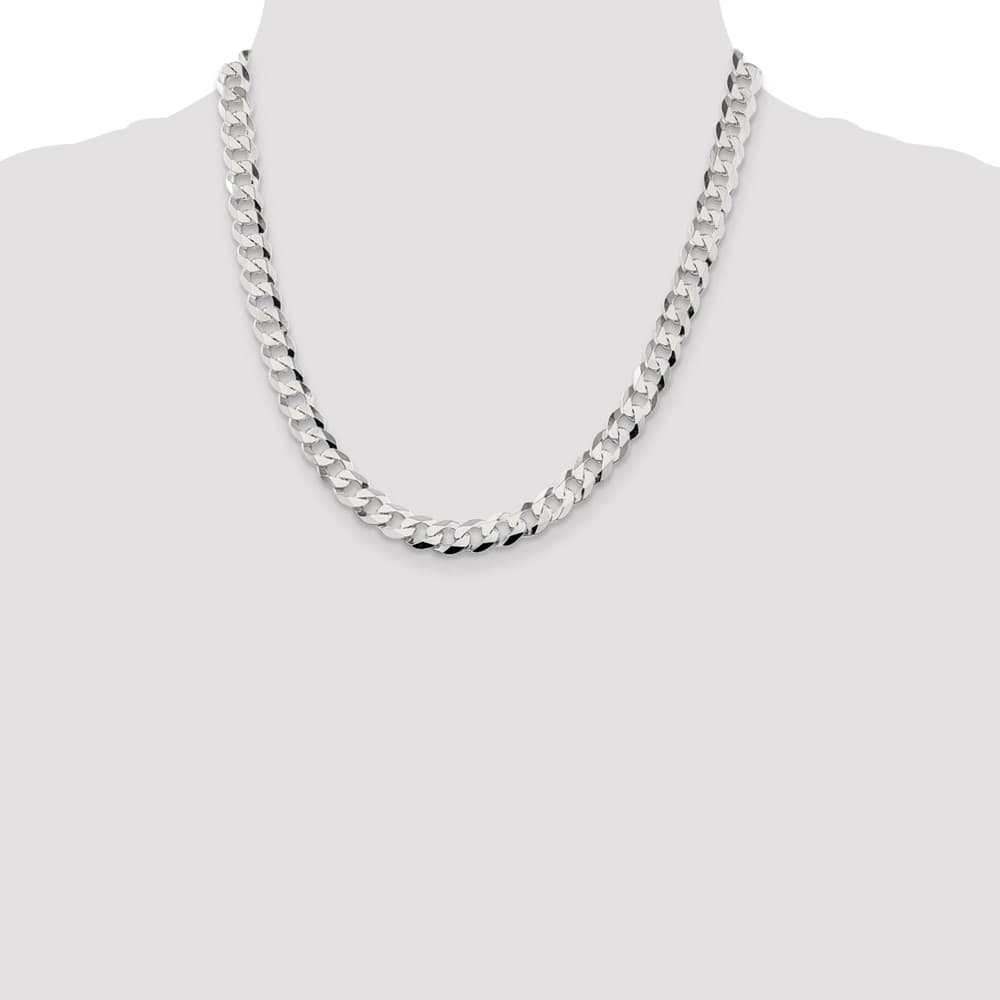 Sterling Silver 8.5mm Flat Curb Chain Size 20