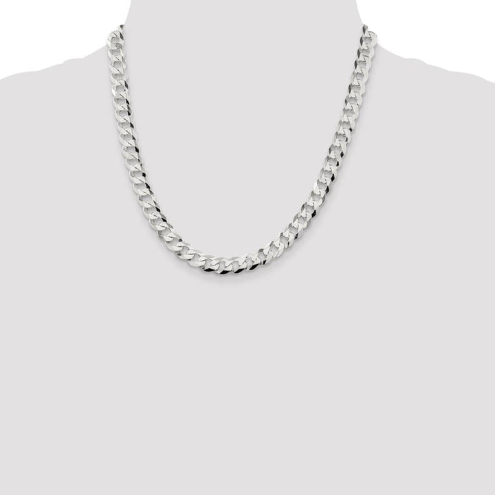 Sterling Silver 8.5mm Flat Curb Chain Size 20