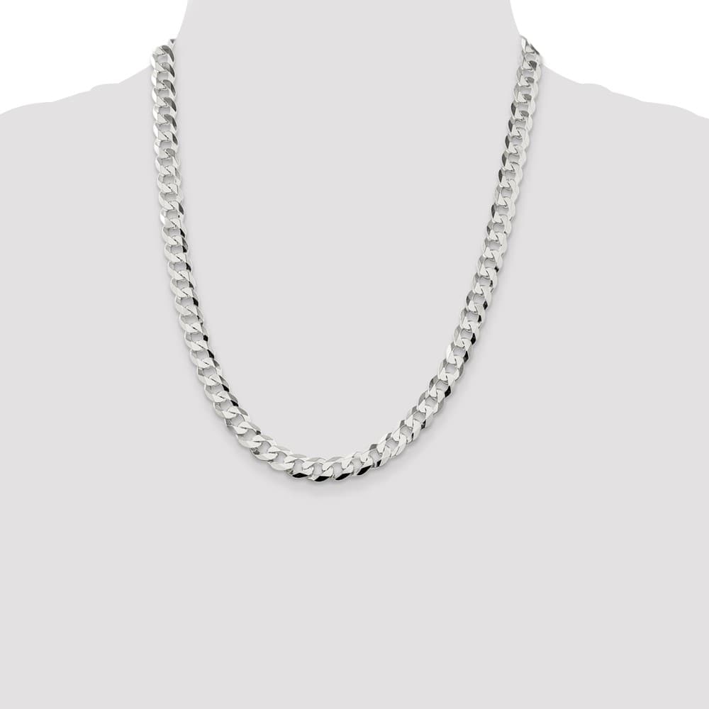 Sterling Silver 8.5mm Flat Curb Chain Size 22