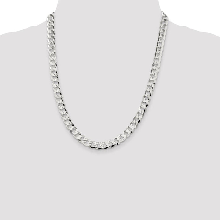 Sterling Silver 8.5mm Flat Curb Chain Size 22